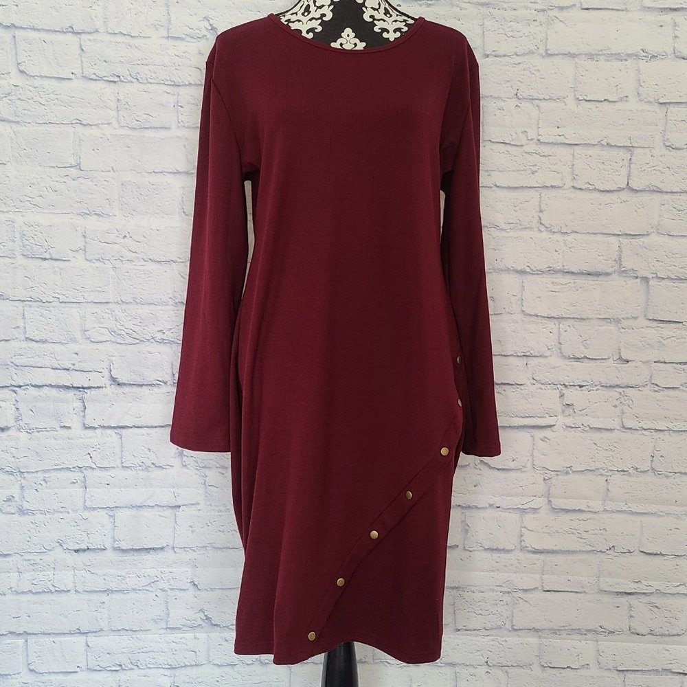 Allegrace Women Plus Size Asymetrical Knit Dress 2X